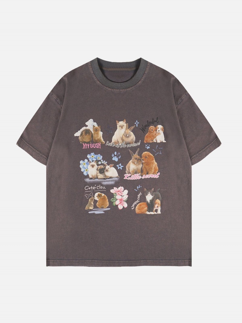 T Shirts Aelfric Eden Pets Print Tee Noir | QZB-30881833